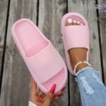 1 Pair Women'S Thick Sole Non-Slip Slide Sandals, Casual Slippers For Beach And Indoor/Outdoor Use, Comfortable All-Season Eva Shoes, Hand Washable Solid Color, Indoor Slippers - Image 5