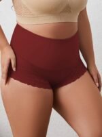 Women'S Plus Size High Waist Shapewear Panties - Soft, Comfortable Nylon Blend With Lace Detail, Breathable & Elastic Tummy Control, Elegant Solid Color Briefs - Image 10