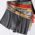 1Pc Men'S Boxer Briefs - Breathable, Soft, Stretchy, Comfortable Underwear With "Hello" Print, Casual Solid Color, High-Elasticity Fabric, Perfect For Sports & Casual Attire, Boxer Shorts, Boxer Shorts