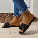 Women'S Pleated Design Slide Sandals, Casual Square Open Toe Flat Summer Shoes, Lightweight Slide Sandals - Image 8