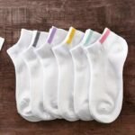 6-Pack Women'S Ankle Socks - Elegant Ribbed Design With Pastel Color Accents, Soft Breathable Fabric, Assorted Colors For Spring & Fall, Versatile Casual & Formal Wear, Comfortable Fit