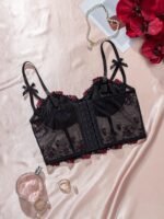 Netting Studded Backless Bra With Adjustable Back Buckle Shorts - Image 10