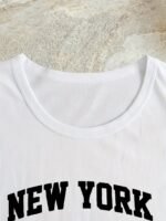 New York Letter Print T-Shirt, Short Sleeve Crew Neck Casual Top For Summer & Spring, Women'S Clothing - Image 9