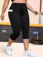 Plus Size High-Waisted Leopard Print Capri Pants With Side Pocket - Stretchy Casual Skinny Jeans For Spring/Summer/Fall, Casual Wear|Leopard Print Pants|Stretchy Fabric - Image 2