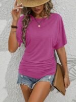 Women'S Stylish Loose-Fitting Ruffle Sleeve T-Shirt - Green, Yellow, Black Options, Round Neck, Short Sleeve, Casual Summer Top With Denim Shorts, Casual Summer Top|Ruffle Detail Top|Comfortable Fit, Ladies T Shirts - Image 6