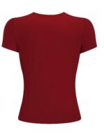 Women'S Slim Fit Stretchy T-Shirt - Black, Short Sleeve, Summer Casual Top, Comfortable & Breathable, Perfect For Casual Attire, Casual Attire Tee | Sleek Casual Style | Polyester Spandex Blend - Image 6