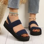 Women'S Solid Color Flat Sandals, Casual Open Toe Summer Shoes, Lightweight Ankle Strap Sandals - Image 5