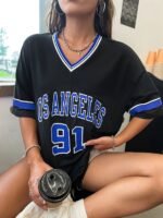 Women'S Oversized Graphic Tees Brooklyn Letter Short Sleeve Tshirt Tee Top - Image 4