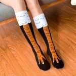 1 Pair Chicken Claw Print Knee-High Socks, 95% Polyester 5% Spandex, Animal Pattern Knit Fabric, Machine Washable, Couple'S Knee-Length Stockings - Image 8