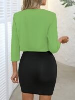 Women'S Stylish White Blazer With Ruffle Detail - Casual Three-Quarter Sleeve, Buttonless Placket, Spring/Fall Fashion, Casual Attire|Ruffle Blazer|Elastic Fabric - Image 10