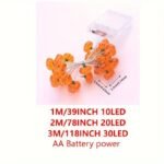 Pumpkin-Shaped Led String Lights - Battery-Powered Warm Yellow Glow, Durable Copper Wire Decorative Lighting For Indoor Holiday Decor, Parties, Celebrations, Festive Ambiance, Festive Lighting, Celebration Accessories, Cozy Ambiance, Decorative Lights, Quality Craftsmanship, Festive Decorators - Image 2