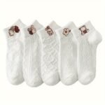 5 Pairs Cartoon Pattern Socks, Cute Japanese Style Short Socks, Women'S Stockings & Hosiery - Image 6