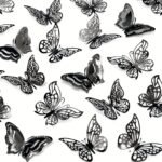 48Pcs 3D Golden Butterfly Wall Decals - Reusable Self-Adhesive Shimmering Plastic Stickers For Home Decor, Party Balloons, Cake Art, Crafts, Bouquets & Gift Embellishments, Butterfly Decorations - Image 3