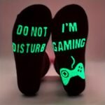 Pair Of Black Anti-Slip Cotton Socks 'Glow-In-The-Dark Gaming Socks' For Men - Image 10