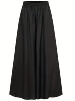 Plus Size Women'S Elegant Casual Wide-Leg Pants With Elastic Waist & Smocking Detail - Solid Color Non-Stretch Fabric, Middle Eastern-Inspired Design For All-Season Versatile Wear - Image 10