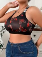 Plus Size Women'S Bra - No Underwire, Breathable Mesh With Vibrant Butterfly Print, Adjustable Straps, Medium Stretch, Ideal For Casual Attire, Comfortable Undergarment | Vibrant Print Top | Breathable Fabric - Image 7