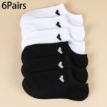 6/10 Pairs Unisex Ankle Socks With Heart Accents - Soft Breathable Moisture-Wicking No-Show Boat Socks For Men & Women, Assorted Colors, All-Season Casual Athletic Office Wear, Machine Washable - Image 18