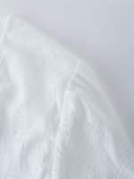 Solid Eyelet Contrast Lace Crop Cardigan, Elegant Puff Short Sleeve Open Front Top, Women'S Clothing - Image 10