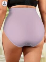 1Pc Plus Size High-Waist Tummy Control Women'S Underwear - Breathable Mesh, Cross-Compression Design, Seamless Briefs For Butt Lifting And Slimming Waist Reduction, Elegant Purple, Tummy Control Shapewear - Image 9