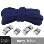 Casual Style Elastic Shoe Laces With Metal Buckles, 8Mm Spandex, Hand Washable, Hollow Detail, Woven Lightweight Solid Color Shoe Strings - 1 Pair - Image 7