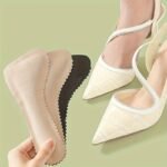 Popular Choice 1 Pair Anti-Slip Faux Leather Insoles For High Heels And Sandals, Self-Adhesive, Breathable, Sweat-Absorbent, Comfortable - Black - Image 2