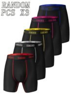 1/3/5Pcs Random Men'S Comfortable Slim Shaping Underwear - Breathable, Elastic, Quick Drying, Elastic Waistband, Suitable For Spring Sports, Sports, And Casual Wear - Long Boxer Underwear - Soft, Lightweight, And Moisture Absorbing.