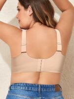 Single Pack Plus Size Seamless V-Neck Bralette, Sexy Style, Polyamide Knit Fabric With Medium Stretch, Solid Color, Wireless, Comfortable Breathable, With Removable Padding - Image 6