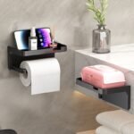 1Pc No-Drill Toilet Paper Holder, Hygienic Drawer Roll Paper Rack, Wall-Mounted Bathroom Tissue Holder With Phone Stand, Plastic Material - Image 8