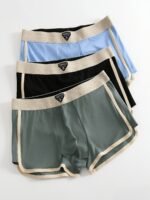 3Pcs Men'S Boxer Briefs - Breathable Mid-Rise Underwear With Elastic Waistband, Soft Stretch Polyester-Spandex Blend, Non-See-Through Knit Fabric, Solid Colors (Light Blue/Beige/White/Light Khaki) - Machine Washable, Everyday Comfort, Minimalist Design, Durable Construction, High Elasticity - Image 5