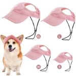1Pc Adjustable Dog Baseball Cap With Ear Holes - Breathable Sun Protection Hat For Small To Medium Dogs, Black With White Logo, Outdoor Pet Accessory, Dog Hat, Adjustable Headgear, Durable Pet Wear - Image 2