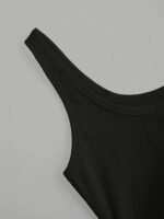 Women'S Elegant U-Neck Cami Top - Black, Stretchy Polyester Blend, Sleeveless, Machine Washable, Form-Fitting, All-Season Wear, Casual Layering Piece | Formfitting Design | Plain Weave Top - Image 9