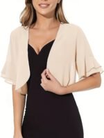 Layered Flare Sleeve Crop Blouse, Versatile Open Front Blouse For Spring & Summer, Women'S Clothing - Image 3