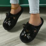 Women'S Cute Cartoon Kawaii Cat Slippers - Soft Plush, Lightweight Indoor & Outdoor House Shoes With Large Eyes, Ears & Whiskers Design, Gray/White/Black, Perfect For Bedroom, Living Room, Or Vacation, Cat Slippers - Image 8