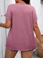 Plus Size Cut Out Sleeve V Neck T-Shirt, Casual Short Sleeve T-Shirt For Spring & Summer, Women'S Plus Size Clothing - Image 8