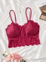 Removable Pads,Wire-Free Sexy Lace Bralette With Removable Pads - Black Floral Lace, Backless Design For Women, Everyday Comfort, Everyday Bra | Floral Pattern Bralette | Feminine Design
