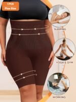 Miotan Women'S Plus Size High-Waist Shaping Shorts - Breathable Mesh Nylon, No Padding, High Support Butt Lifting & Tummy Control, Solid Color, 1Xl-5Xl, Underwear, Sleek Underwear, Comfortable Fit - Image 10