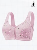 Women'S Plus Size Sports Bra Printed Front Button Yoga Exercise Bra, Women'S Sportswear - Image 3