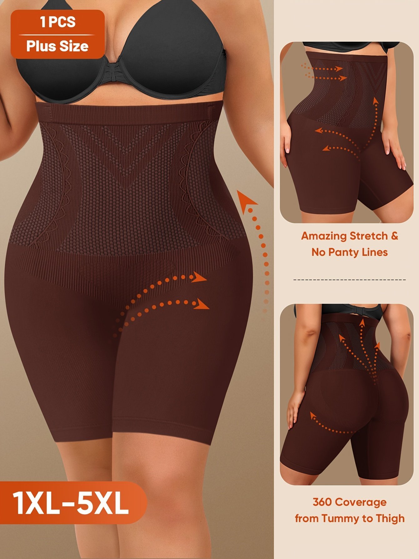 product-fancy-ee42e819-5573-454a-9b7f-6a46bd9751fd.jpg 1-Pack Miotan Women'S Plus Size High-Waisted Seamless Tummy Control Butt-Lifting Briefs - 11Xl-5Xl, Breathable Mesh Panels, Tummy Control & Body Contouring, Plus Size Shapewear Shorts Underwear, Tummy Control Shapewear, Body Contouring Underwear, Fourway Stretch Fabric, Comfortable Fit, Durable Elastic Material - Image 1