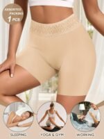 Random 4 Colors Random Plus Size Panties Women'S Underwear Shorts Peach Hip Shorts Fashion Contrast Color High Waist Tummy Control Body Shapin - Image 2