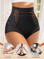 Miotan Women'S High-Waist Tummy Control Shapewear Panties, 1Xl-5Xl, Breathable Mesh Lace Design, Grey, Comfort Fit For Casual Attire, Tummy Control Underwear, Miotan - Image 8