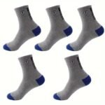 5 Pairs Of Men'S Trendy Breathable Mid-Calf Socks, Comfortable Casual Soft Socks, Anti-Odor Sweat-Absorbing Breathable Comfortable Long Thick Socks, Ideal For Daily Wear & Outdoor Activities Autumn And Winter Warm Men'S Sports Socks - Image 9