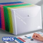 5/20/40/60/70/80/90Pcs Classic Transparent Colorful Folding File Bags, A4, Pp Plastic, For Students, School Supplies - Image 14