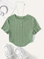 Women'S Casual Short Sleeve T-Shirt - Soft Stretch Polyester-Spandex Blend, Loose Fit Round Neck Summer Top, Solid Color Machine Washable Tee For Casual Attire - Image 2