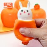 1/2Pcs Fun Squeeze Bunny Toys, Cute Cartoon Creative Carrot Head Rabbit Cup Squeeze Toys, Prank Funny Small Toys, Educational Toys For Kids Children Teens Adults, Holiday Party Activity Gift Supplies For Easter Halloween Thanksgiving, Random Colors - Image 3
