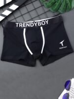 3Pcs Trendyboy Men'S Boxer Briefs - Soft & Breathable Polyester Blend, Comfort Fit With Elastic Waistband, Sleek Geometric Pattern Design For Home & Sports Wear - Image 8