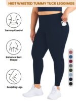 Plus Size High Waist Yoga Pants With Side Pockets - 88% Polyester 12% Elastane Stretchy Tummy Control Leggings, Sculpting Workout Gym Activewear For Women, All-Season Comfort (Machine Washable) - Image 4