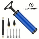 Portable Manual Air Pump Kit, Pvc Ball Pump Inflator With Needle, Nozzle, Extension Hose For Soccer Basketball Football Volleyball Water Polo Rugby Exercise Sports Ball Balloon Swim Inflatables, Blue, Without Battery