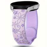 Cute Floral Engraved Two-Tone Flower Design Strap For Galaxy Watch 7 6 5 4 Classic/Pro 44Mm 40Mm Band Correa Soft Sport Bracelet Compatible With Huawei Gt 2E 3 4 Watchband 20Mm 22Mm, Watch Straps For Smart Watch, Galaxy Watch Ultra Accessories, Watch Strap Charms, Galaxy Watch Ultra Strap, Watch Strap For Women, Fitness Tracker Strap, Smartwatch Accessory, Stylish Watchband, Decorative Strap, Flexible Material, Comfortable Fit, Replacement Band, Adjustable Strap, - Image 7