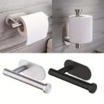 Stainless Steel Toilet Paper Holder, Self-Adhesive Wall Bracket, Modern Bathroom Tissue Holder, Shower Towel Rack Accessory