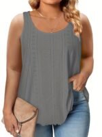 Plus Size Curved Hem Tank Top, Casual Crew Neck Sleeveless Tank Top For Summer, Women'S Plus Size?Clothing - Image 6